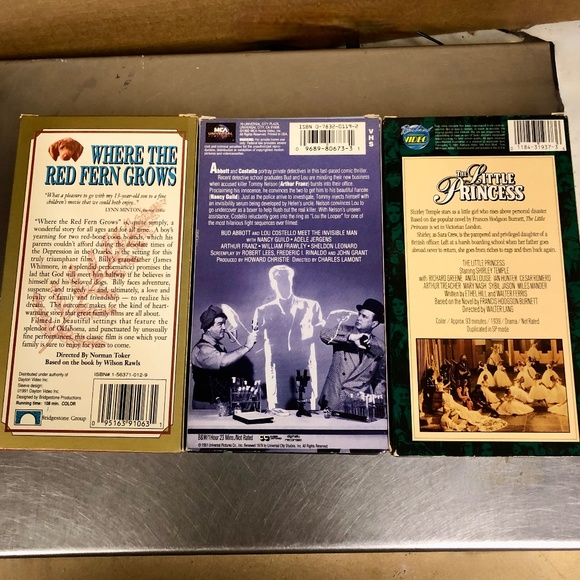 3 Classic Oldies VHS Video Tapes, Abbot Costello, Shirley Temple, Red Fern Grows - Picture 4 of 7